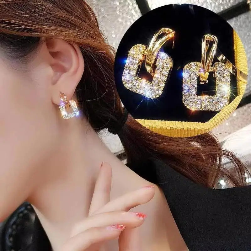 925 Silver Needle Korean Fashion Crystal Heart Earrings For Women Jewelry 2026 Trending New Luxury Women's Hoop Earrings Brincos