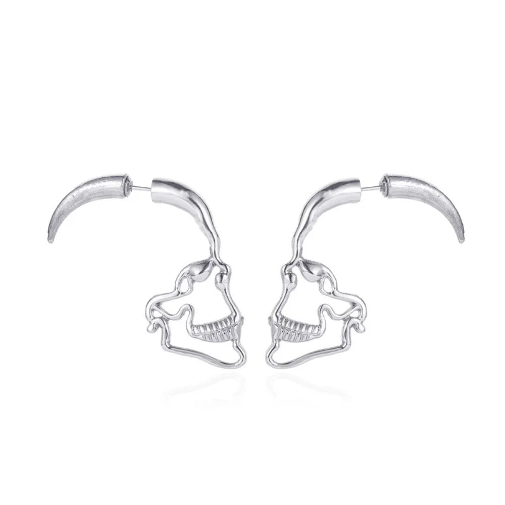 Punk Simple Men's Retro Punk Skull Earrings Retro Skull Earrings Gothic Punk Halloween Niche Trend Accessories