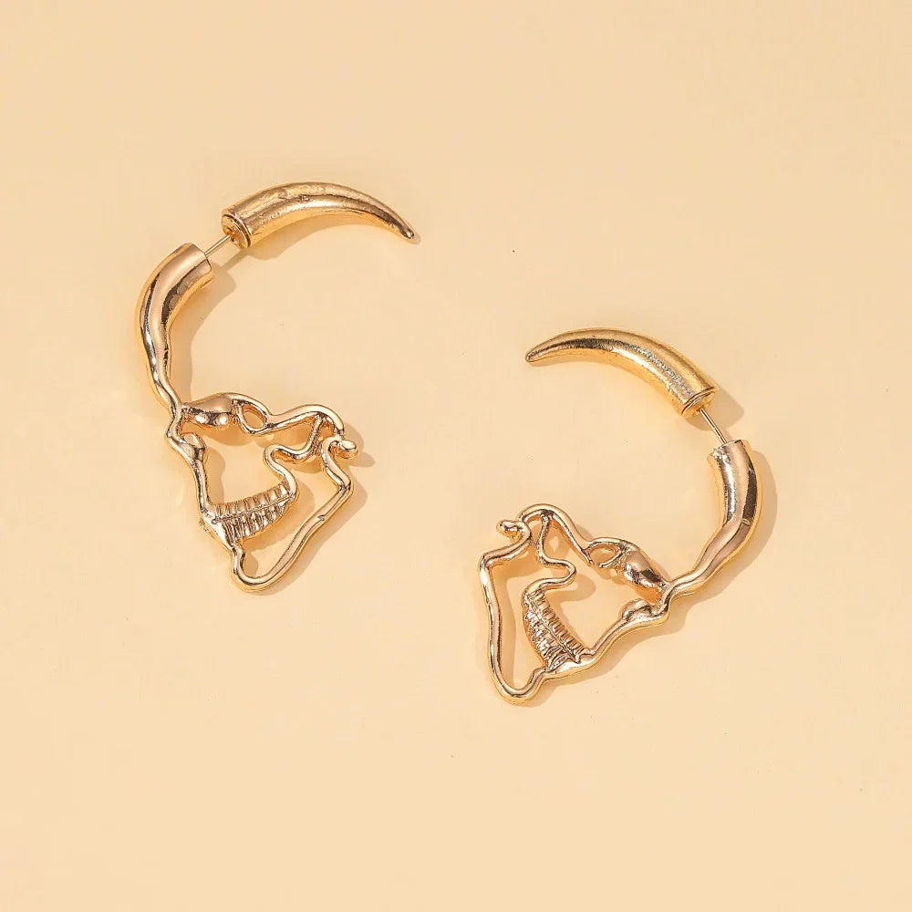 Punk Simple Men's Retro Punk Skull Earrings Retro Skull Earrings Gothic Punk Halloween Niche Trend Accessories