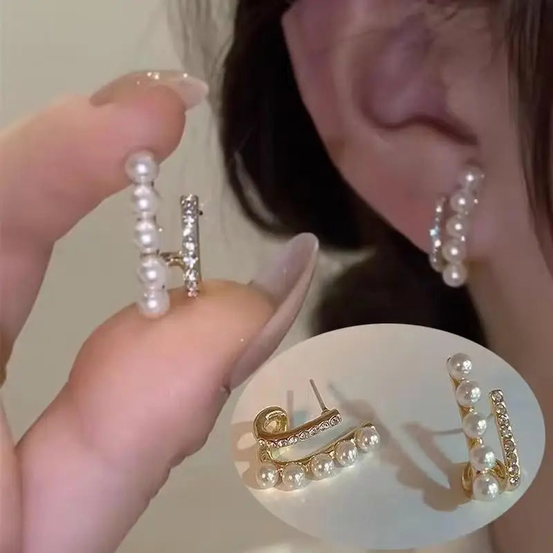 925 Silver Needle Hollow Crystal Swan Earrings For Women Korean Jewelry 2026 Trending New Luxury Animal Pearl Stud Earrings Gift