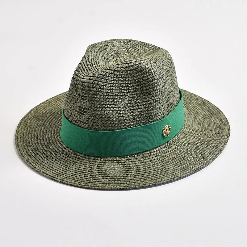 Summer Straw Hats for Women Men Panama Travel Beach Sun Hat Ribbon Decoration Elegant Luxury Jazz Hat