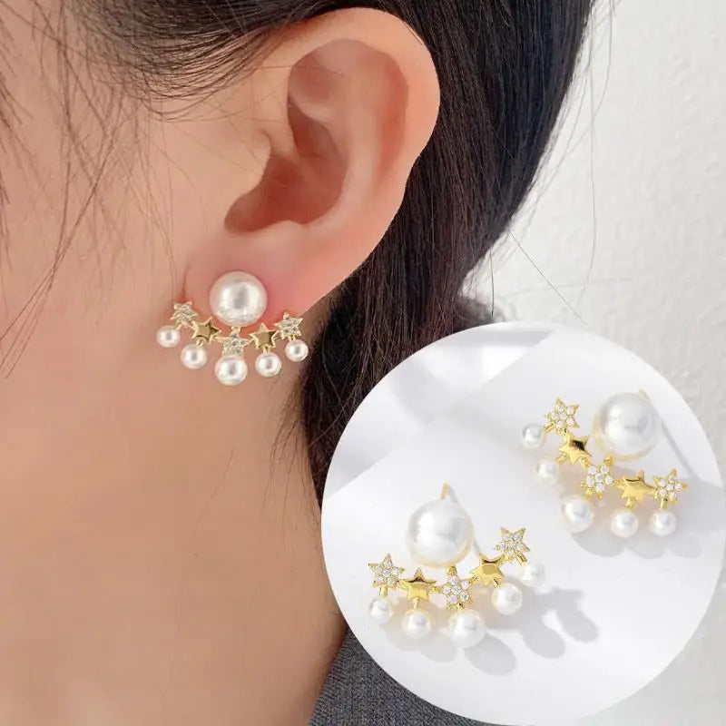 925 Silver Needle Hollow Crystal Swan Earrings For Women Korean Jewelry 2026 Trending New Luxury Animal Pearl Stud Earrings Gift