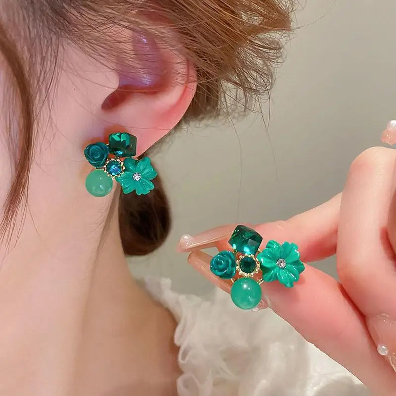925 Silver Needle Vintage Green Crystal Butterfly Drop Earrings For Women Jewelry 2026 Trending Luxury Zircon Women's Earrings