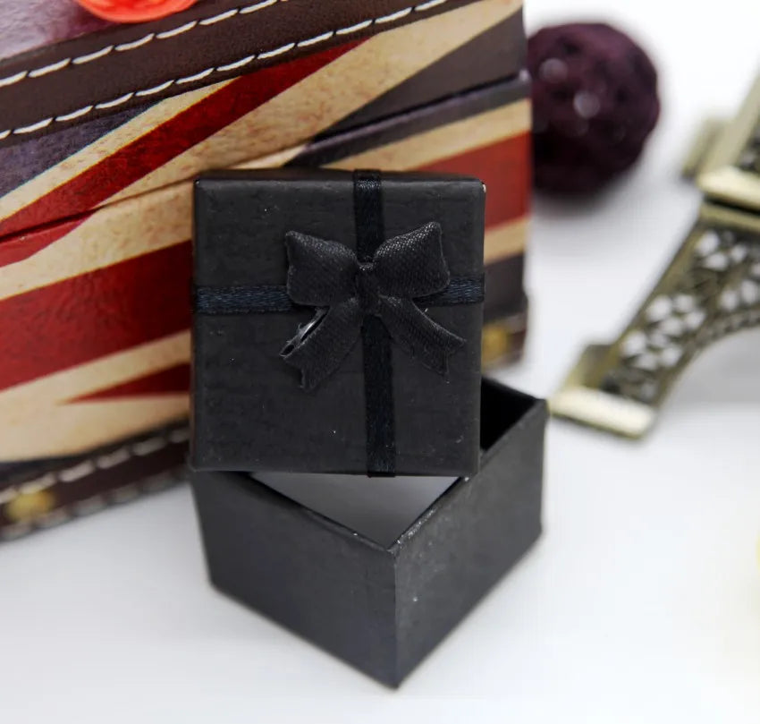 24pcs/Lot Fashion Ribbon Jewelry Box  Multi Colors Ring Earrings Pendant 4x4x3cm Display Packaging Gift