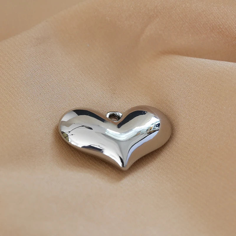 1pcs Contracted Wind Specification Smooth Love Hearts  Ball Pendant Jewelry Necklaces Earrings Diy Material Handmade Charms
