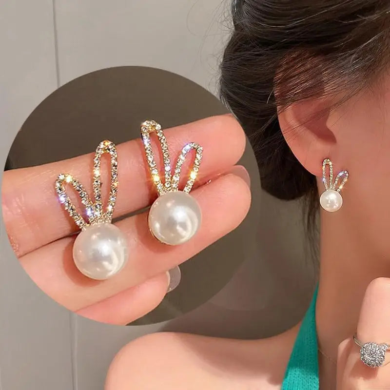925 Silver Needle Hollow Crystal Swan Earrings For Women Korean Jewelry 2026 Trending New Luxury Animal Pearl Stud Earrings Gift