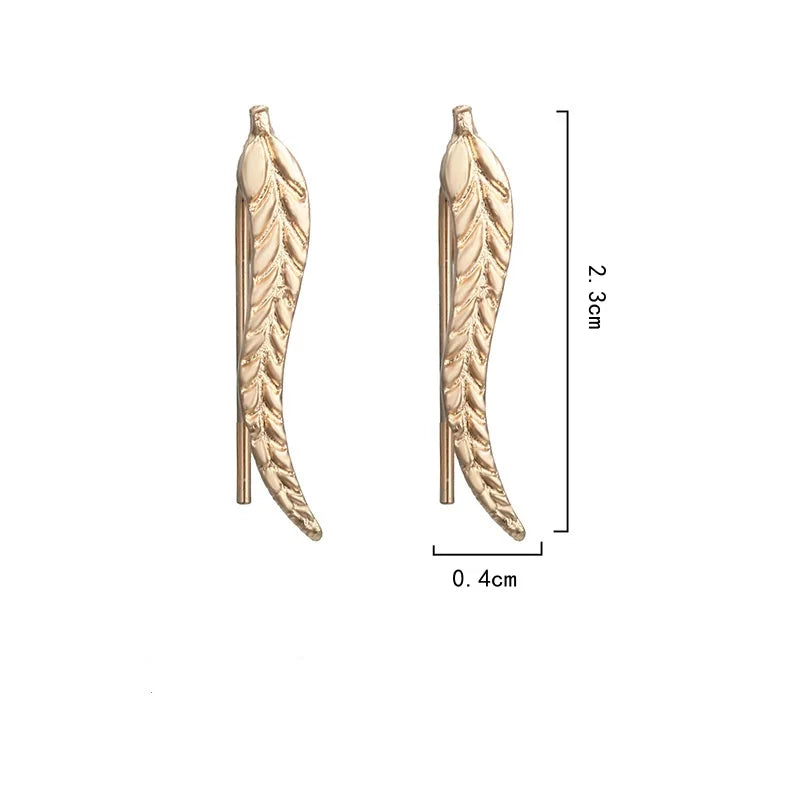 2025 Vintage Jewelry Exquisite Golden Leaf Earrings Modern Beautiful Feather Ear Stud Earrings For Women Brincos Bijoux