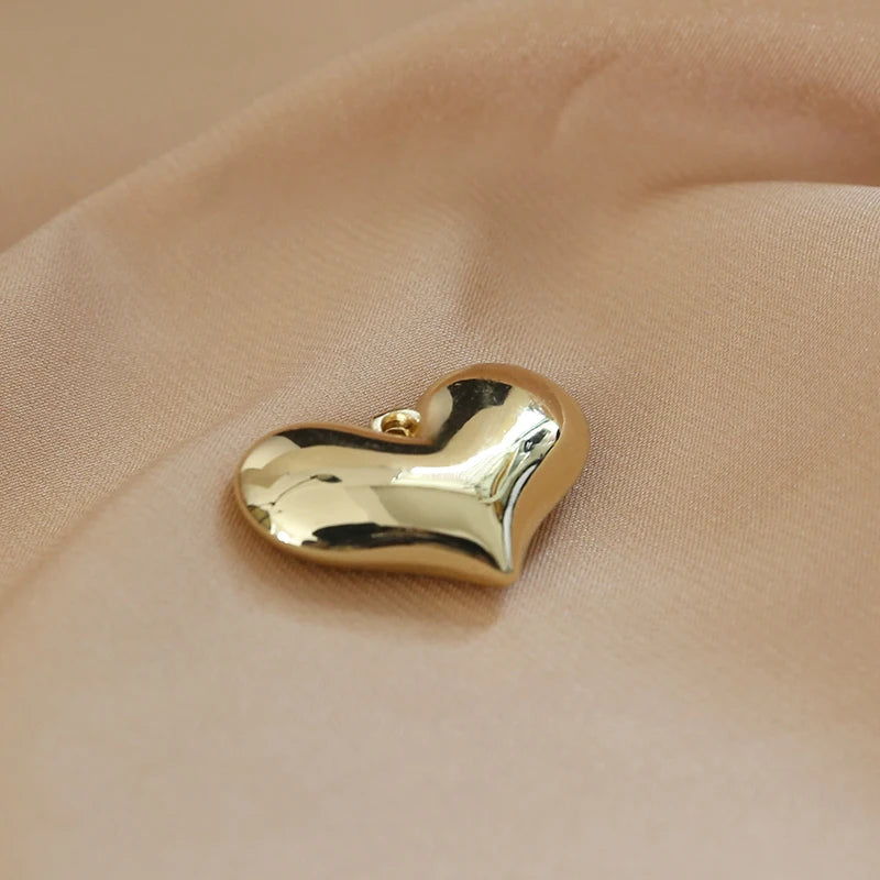 1pcs Contracted Wind Specification Smooth Love Hearts  Ball Pendant Jewelry Necklaces Earrings Diy Material Handmade Charms