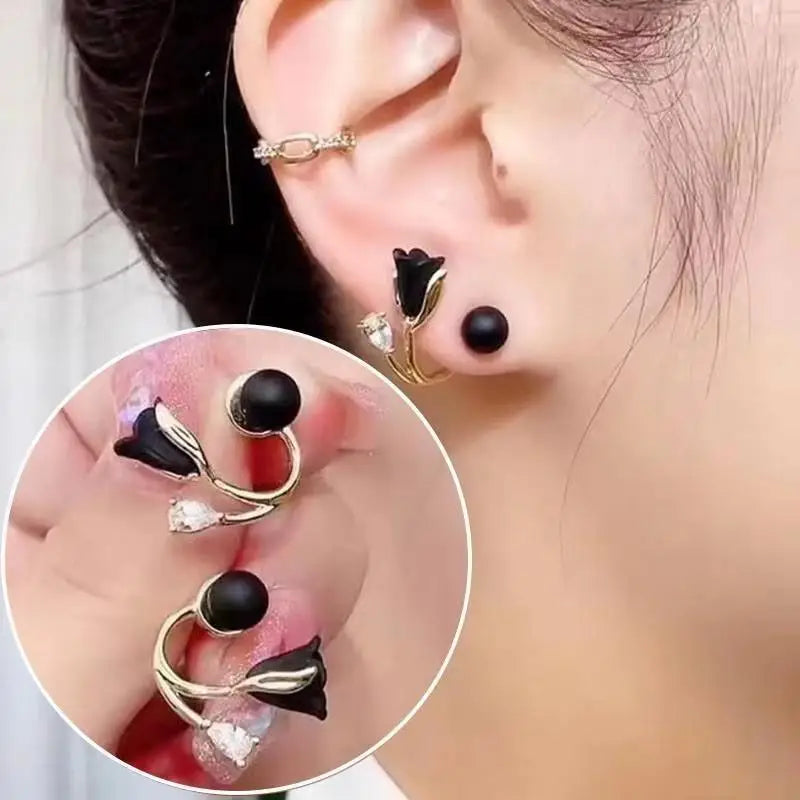 925 Silver Needle Green Flower Earrings For Women Korean Fashion Jewelry 2026 Trending Luxury Zircon Leaf Women's Stud Earrings