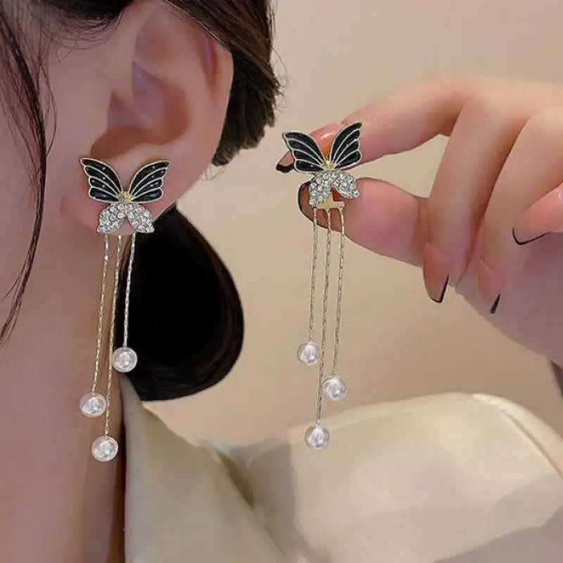 925 Silver Needle Vintage Green Crystal Butterfly Drop Earrings For Women Jewelry 2026 Trending Luxury Zircon Women's Earrings