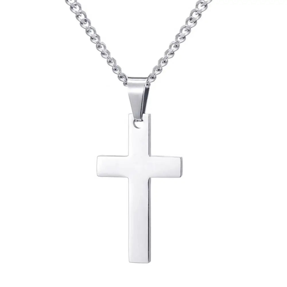 Men Clavicle Chain Simple Cross Pendant Necklaces Alloy Necklace Chain Jewelry Chain Choker Christmas Day Gift Women Necklace