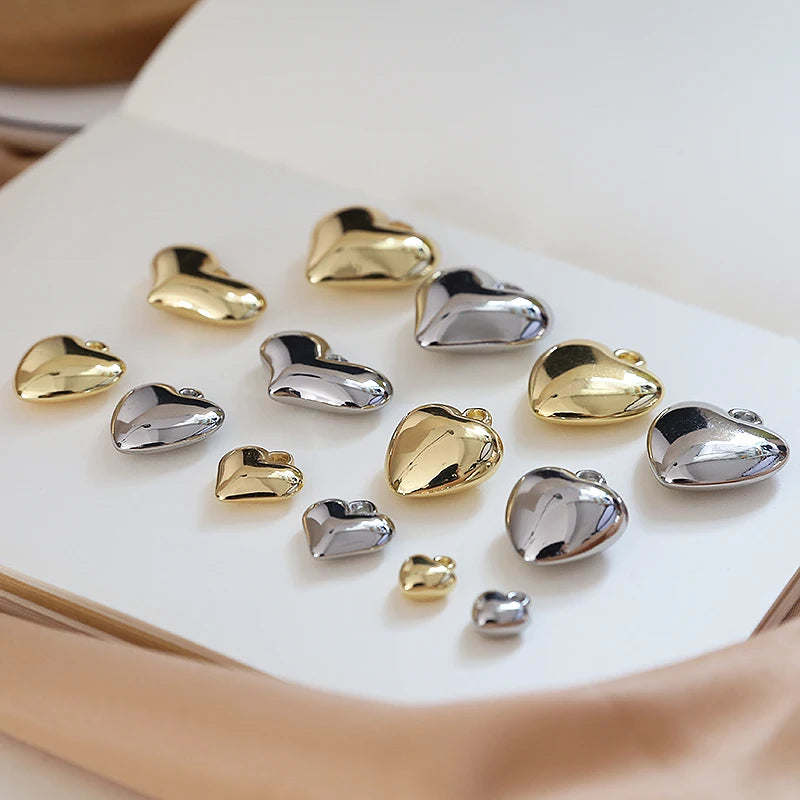1pcs Contracted Wind Specification Smooth Love Hearts  Ball Pendant Jewelry Necklaces Earrings Diy Material Handmade Charms