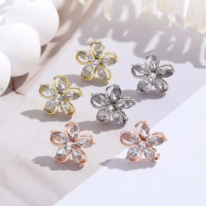 925 Silver Needle Korean Fashion Crystal Flower Earrings For Women Jewelry 2026 Trending New Luxury Zircon Flowers Stud Earrings