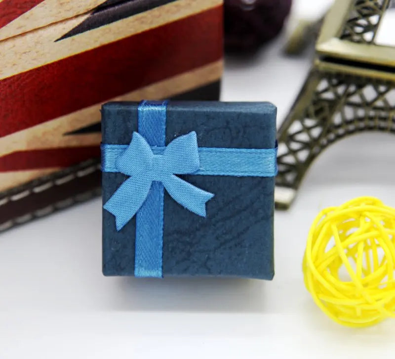 24pcs/Lot Fashion Ribbon Jewelry Box  Multi Colors Ring Earrings Pendant 4x4x3cm Display Packaging Gift