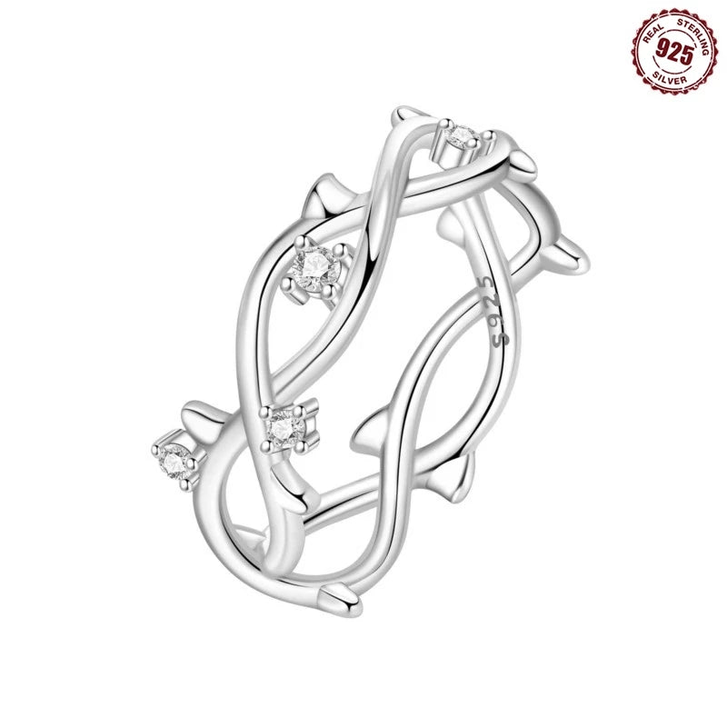 MISEFF Real 925 Sterling Silver Double Rings Simple Color Zircon Rings For Wedding Engagement Birthday Silver Jewelry Gift
