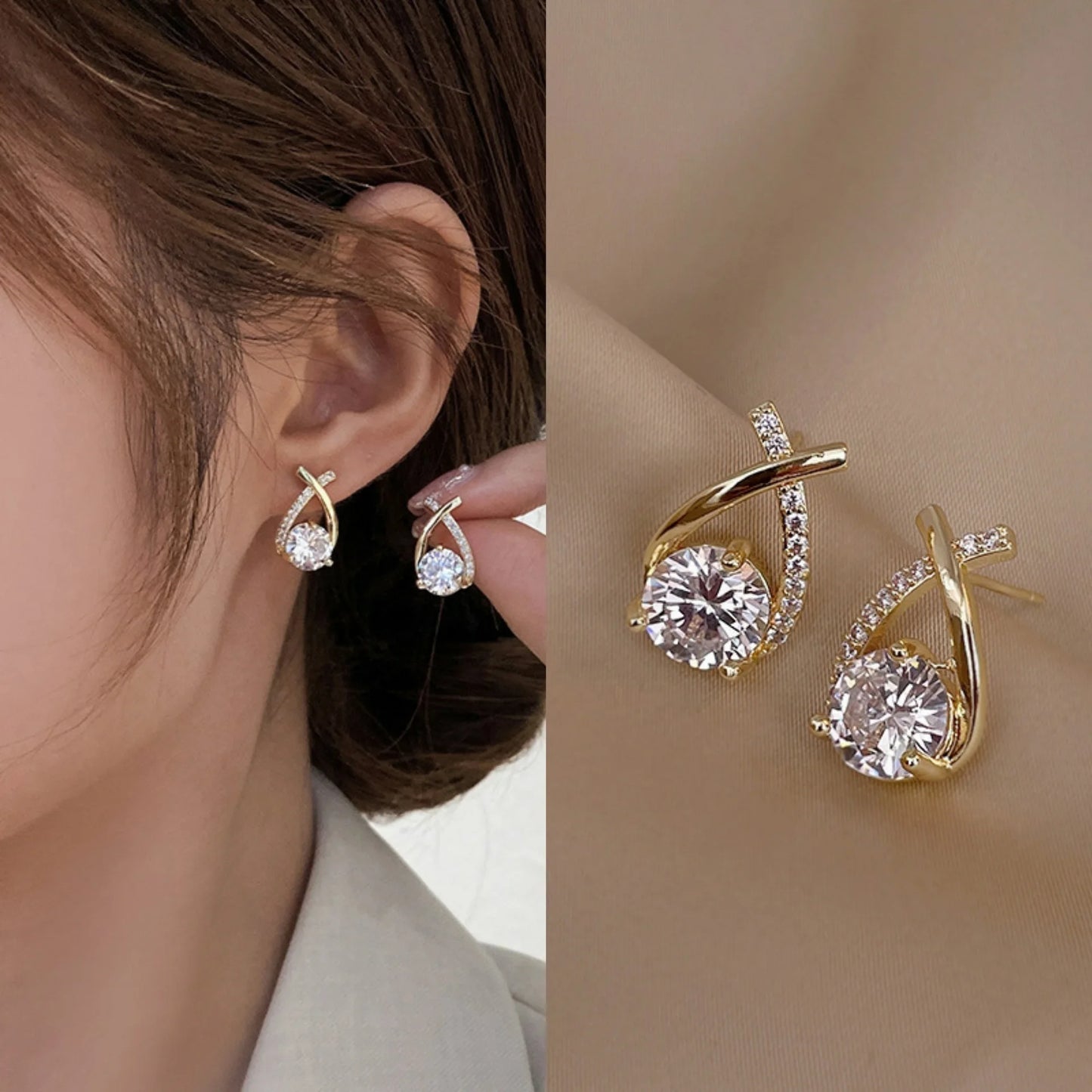 925 Silver Needle Korean Fashion Zircon Geometric Earrings For Women Jewelry 2026 Trending Luxury Crystal Cross Stud Earrings