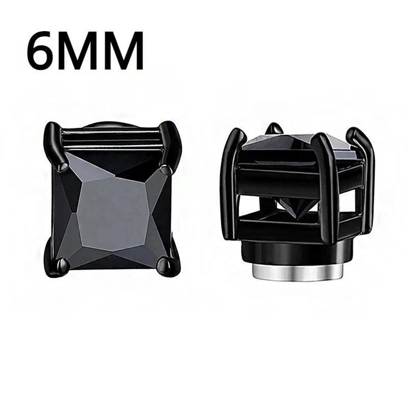 1Pairs Crystal Strong Magnetic Ear Stud Clip Earrings for Men and Women Punk Round Zircon Magnet Earrings Non Piercing Jewelry