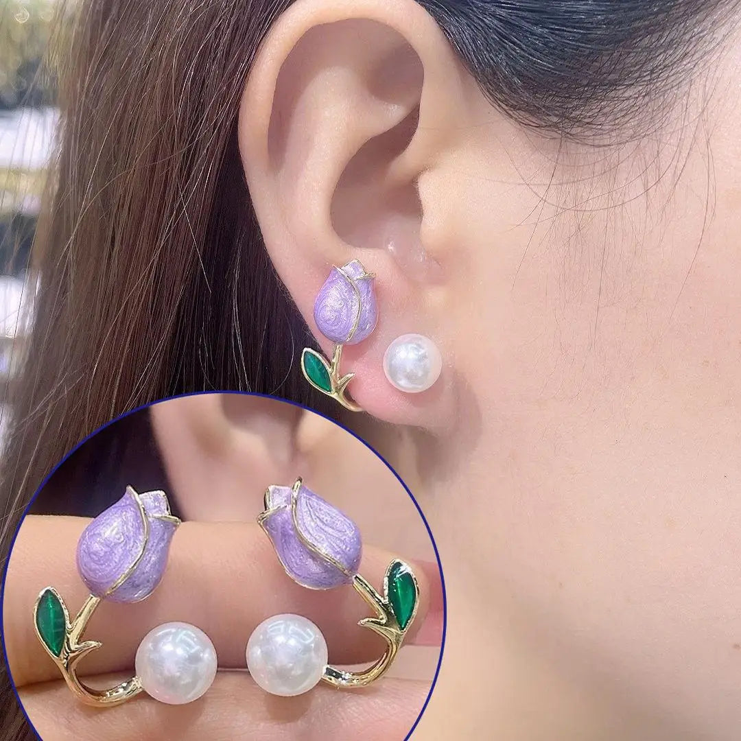 925 Silver Needle Green Flower Earrings For Women Korean Fashion Jewelry 2026 Trending Luxury Zircon Leaf Women's Stud Earrings
