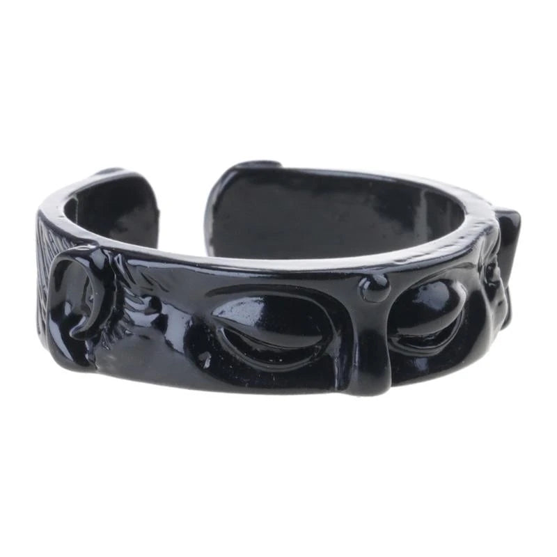 Allergy Free Rings Adjustable Buddhas Half Face Shaped Open Rings Buddhist Finger Rings Ornament Handmade Jewelry